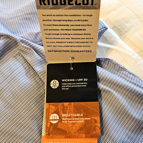 Ridgecut Women's Toughwear Blue Gingham Short-Sleeve Adventure Shirt-SMALL - Picture 7 of 10